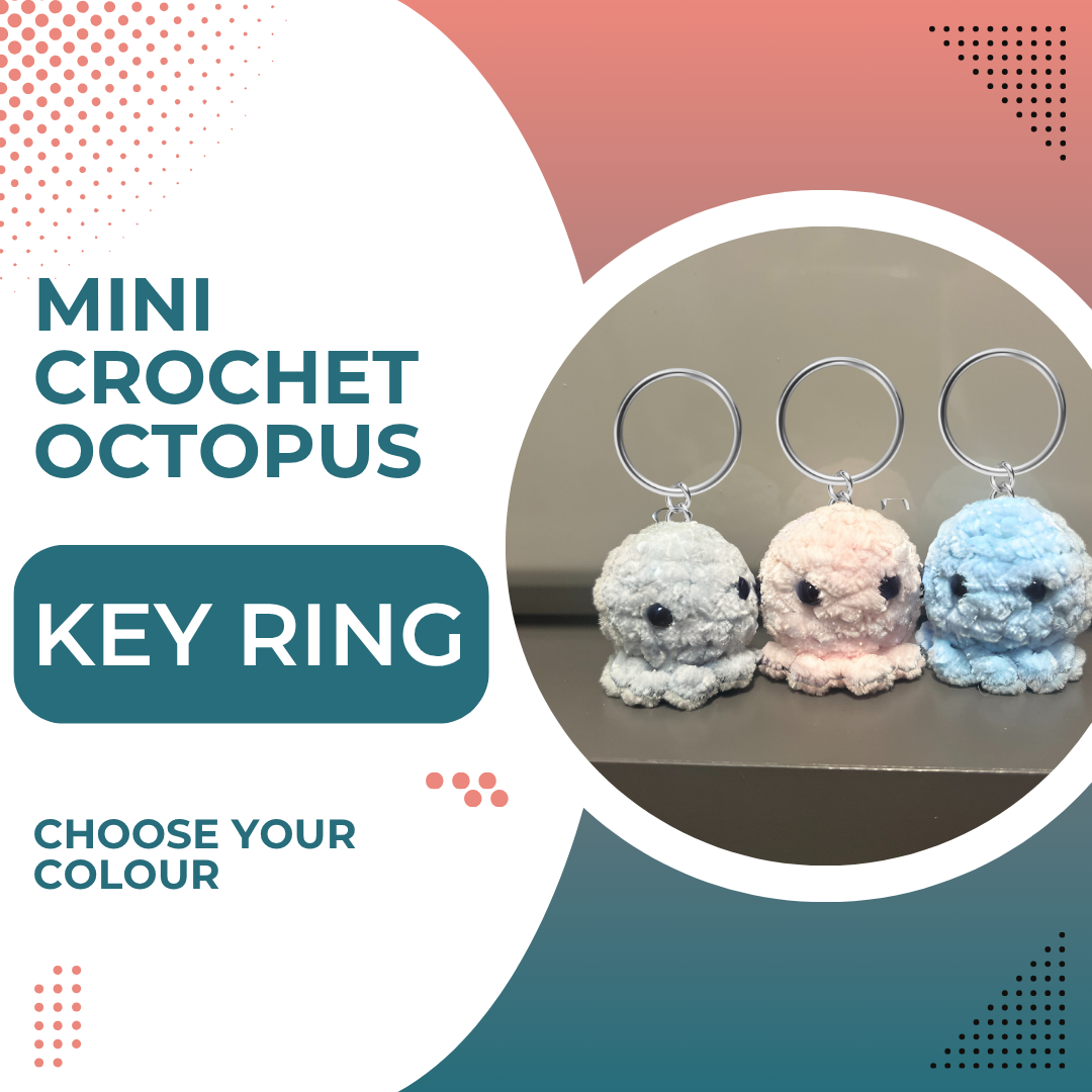 Mini Crochet Octopus Keyring - Handmade Charm | Multiple Colours